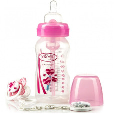 Бутылочка для кормления Dr. Brown's Natural Flow Options с широким горлышком, 270 мл + Подарочный набор Розовый (WB91306-INTLX)