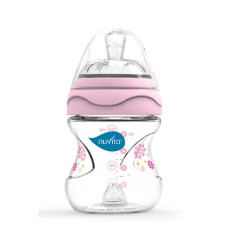 Бутылочка для кормления Nuvita Mimic 150 мл 0м + Антиколиковая, розовая NV6010Pink