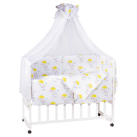 Детская постель Babyroom Bortiki lux-08 белый (слоники с желтым зонтиком)