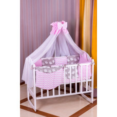 Дитяча постіль Babyroom Bortiki lux-08 sowa рожевий - сірий