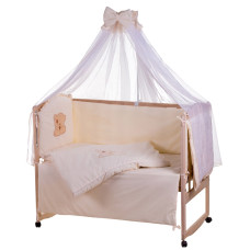 Дитяче ліжко Qvatro Ellite AE-08 аплікація бежевий (мордочка ведмедик штопати)