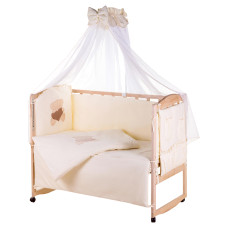 Дитяче ліжко Qvatro Gold AG-08 аплікація бежевий (ведмедик сидить з серцем)