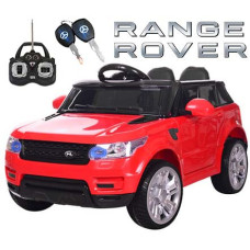 Детский Джип Land Rover "Кожаное сиденье "  красный M 3402