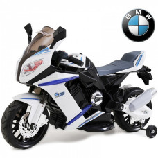 Детский электромотоцикл BMW S1000, с приставными колёсами, черный
