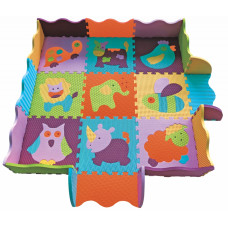 Детский игровой коврик-пазл «Веселый зоопарк» с бортиком