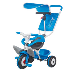 Дитячий металевий велосипед з козирком та багажником, синій, 10 міс.+