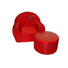 Детское мягкое кресло+пуф Tako (красный)