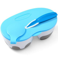 Двухкамерная мисочка с ложечкой BabyOno Be Active Голубая с синей ложкой (1067)