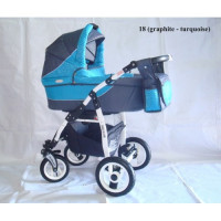 Коляска 2в1 ADBOR SIESTA 18 (graphite - turquoise)