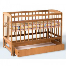 Кровать детская на шарнирах с откидной боковиной с ящиками с подшипником (1200*600)(бук) окрашенная*