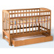 Ліжко дитяче на шарнірах з шухлядою  з відкидною боковиною (1200*600)(бук)