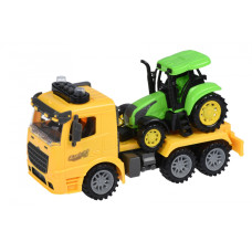 Машинка енерційна Same Toy Truck Тягач жовтий з трактором зі світлом і звуком 98-613AUt-1
