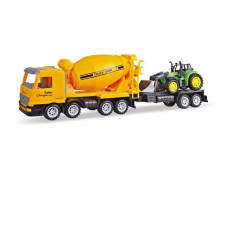 Машинка инерционная Same Toy Truck Бетоносмеситель желтый с бульдозером 98-88Ut-2