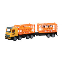 Машинка енерційна Same Toy Super Combination Вантажівка жовта для перевезення тварин з причепом 98-91Ut-2