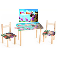 Набор стол и 2 стульчика Маша и Медведь