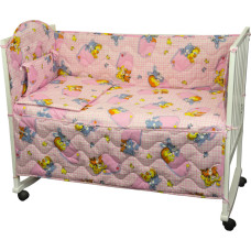 Набор в детскую кровать 60 * 120 (Розовый) зверьки в кармашках