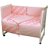 Набор в детскую кровать 60х120 Клеточка_розовый