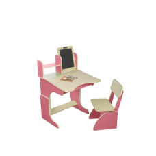 Парта с мольбертом растущая + стульчик, розовая