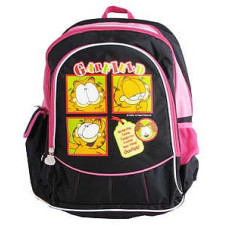 Рюкзак школьный ортопедический черный/ярко-розовый "Гарфилд"