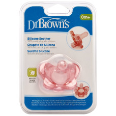 Силиконовая ортодонтическая литая пустышка Dr. Brown's 0-6 мес. Розовый (PS11003-INTL)