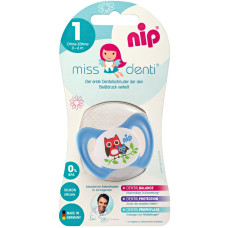 Силиконовая пустышка Nip Miss Denti №1, 0-6 мес. Синий (31800)