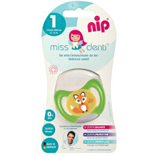 Силіконова пустушка Nip Miss Denti №1, 0-6 міс. Зелений (31800)