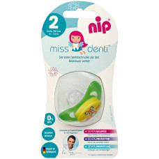 Силіконова пустушка Nip Miss Denti №2, 5-13 міс. Зелений (31801)