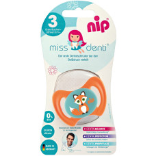 Силіконова пустушка Nip Miss Denti №3, 13-32 міс. Помаранчевий (31802)