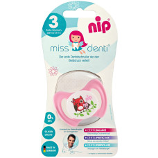 Силіконова пустушка Nip Miss Denti №3, 13-32 міс. Рожева (31802)