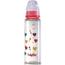 Стандартная стеклянная бутылочка BabyOno 1340, 240 мл Красный