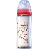Стеклянная бутылочка с широким горлышком babyono 1342, 240 мл красный
