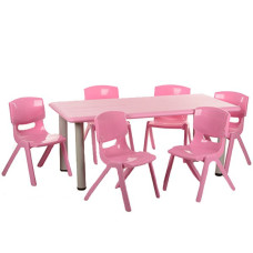 Столик Bambi прямокутний зі стільчиками Рожевий (table1)
