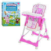 Стільчик для годування Bambi LT 0009 U / R Біло-рожевий