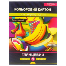 Набір двостороннього кольорового картону А4 Ап-1106-3, 9 аркушів