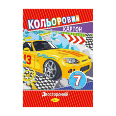 Набір кольорового картону А4 Ап-1102 двосторонній 7 аркушів Автоспорт