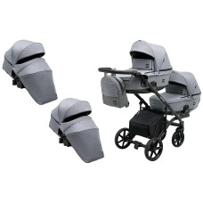 Коляска 2 в 1 для двойни Bair Kiwi DUO Soft BKP-218 серый