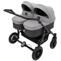Коляска 2 в 1 для двойни Bair Sorento DUO BS-02 серый/графит