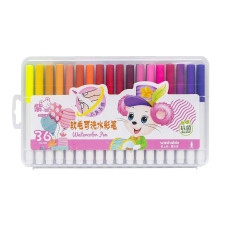 Фломастер - кисточка "Water color pen" 36 цветов 228-36 в пластиковом боксе Розовый