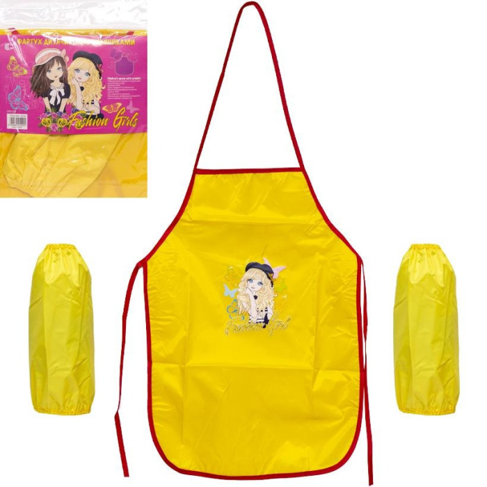 Фартух дитячий з нарукавниками для дівчаток Cr5530(Yellow) 54х37 см (91392)