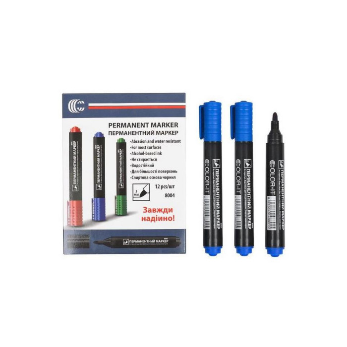 Маркер синий Color-It 8004(Blue) Diamont "C" в упаковке 12 шт