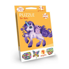 Детские развивающие пазлы "Puzzle For Kids" Pfk-05-12, 2 картинки Единорог фиолетовый