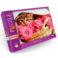 Пазл "Котик у трояндах" Danko Toys C2000-01-05, 2000 ел.