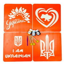 Набір для малювання по тканині "I Am Ukrainian, Тризуб, Мапа України, Україна квітуча" paint-n064-n059-n080-n058