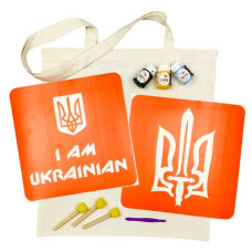 Набір для творчості "Екосумка бязь I Am Ukrainian, Тризуб" bag-b-n064-n059