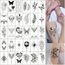 Набір тимчасових тату "Чорні міні" black-tattoo-mini-set-30 із 30 чорних по 9,5 х 5,5 см