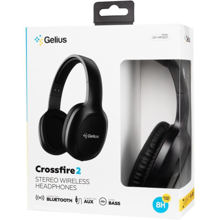 Наушники Crossfire 2 Gp Gelius Hp-007I, Bluetooth 5.3 Usb, Type-C, Aux 3,5 мм, черный