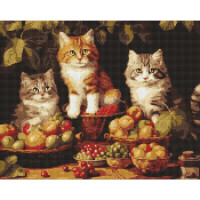 Алмазная мозаика "Котики и фрукты" Amo7940 40х50см