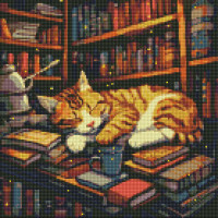 Алмазная мозаика "Пушистый книголюб" ©art_selena_ua Amo7648 Идейка 40х40 см