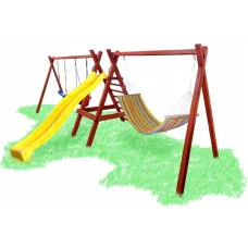 Детские качели с горкой и гамаком Babygrai -5