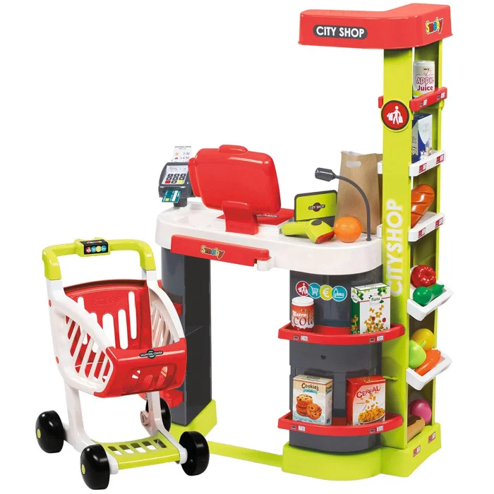 Інтерактивний супермаркет "City Shop" з візком, продуктами та аксес., червоний, 3+